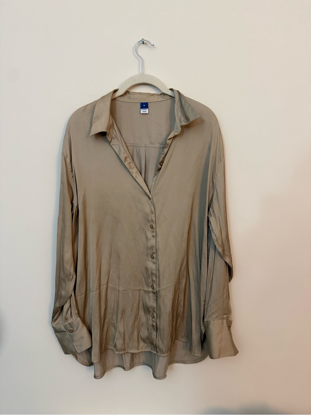 Silk-like Button-up Blouse - Champagne